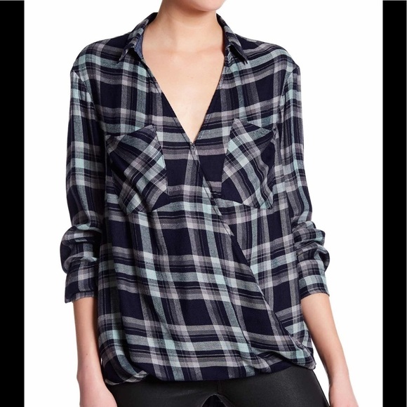 Willow & Clay Women’s Plaid Crossover Shirt Sz M - Picture 1 of 16